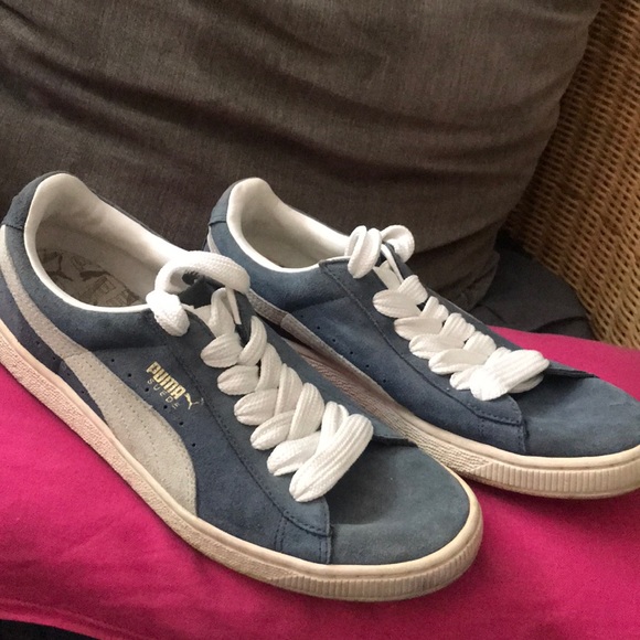 blue suede tennis shoes
